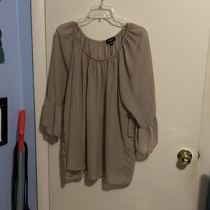 Cal Style 2X Beige Long Sleeve Sheer Blouse Made in the U.S.A.